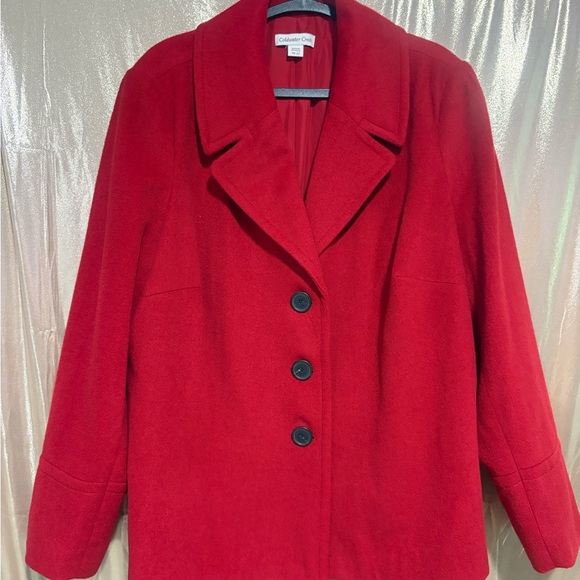 Coldwater Creek Jackets & Blazers - Coldwater Creek Women's Red Classic Notch-Collar Pea Coat